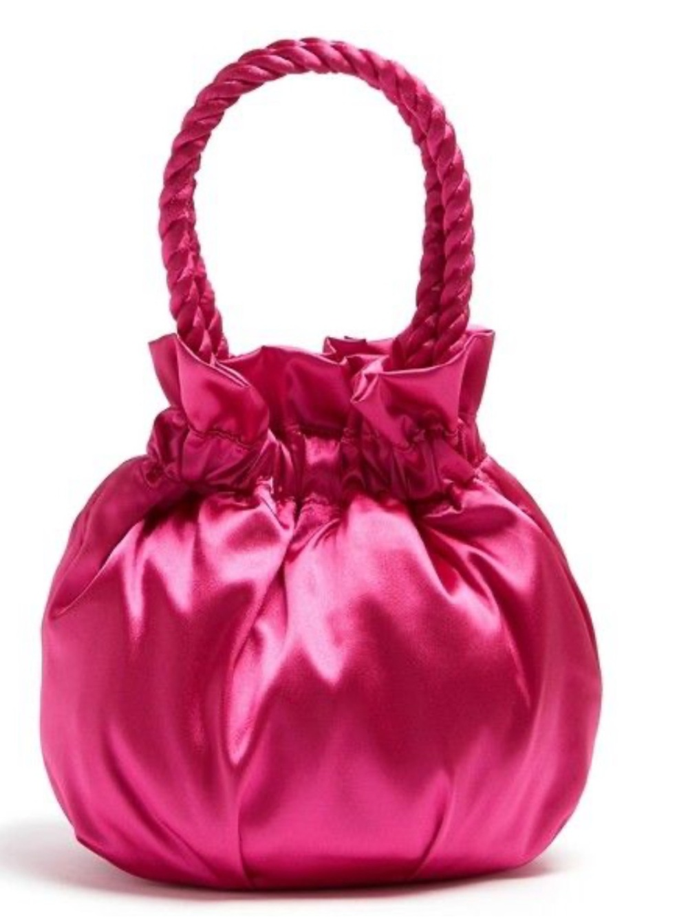 Staud Grace Satin Bucket Bag, Fuchsia